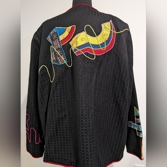 Julia Kim Embroidered Abstract Art Blazer Size 1X Art To Wear - Picture 10 of 16